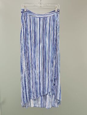 Tommy Bahama Divine Lines Blue and White High-Low Striped Maxi Skirt
